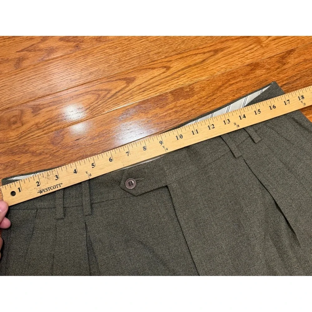 Ermenegildo Zegna Soft Wool Pleated Pants Fits Mens 34x30 Green Cuffed *READ